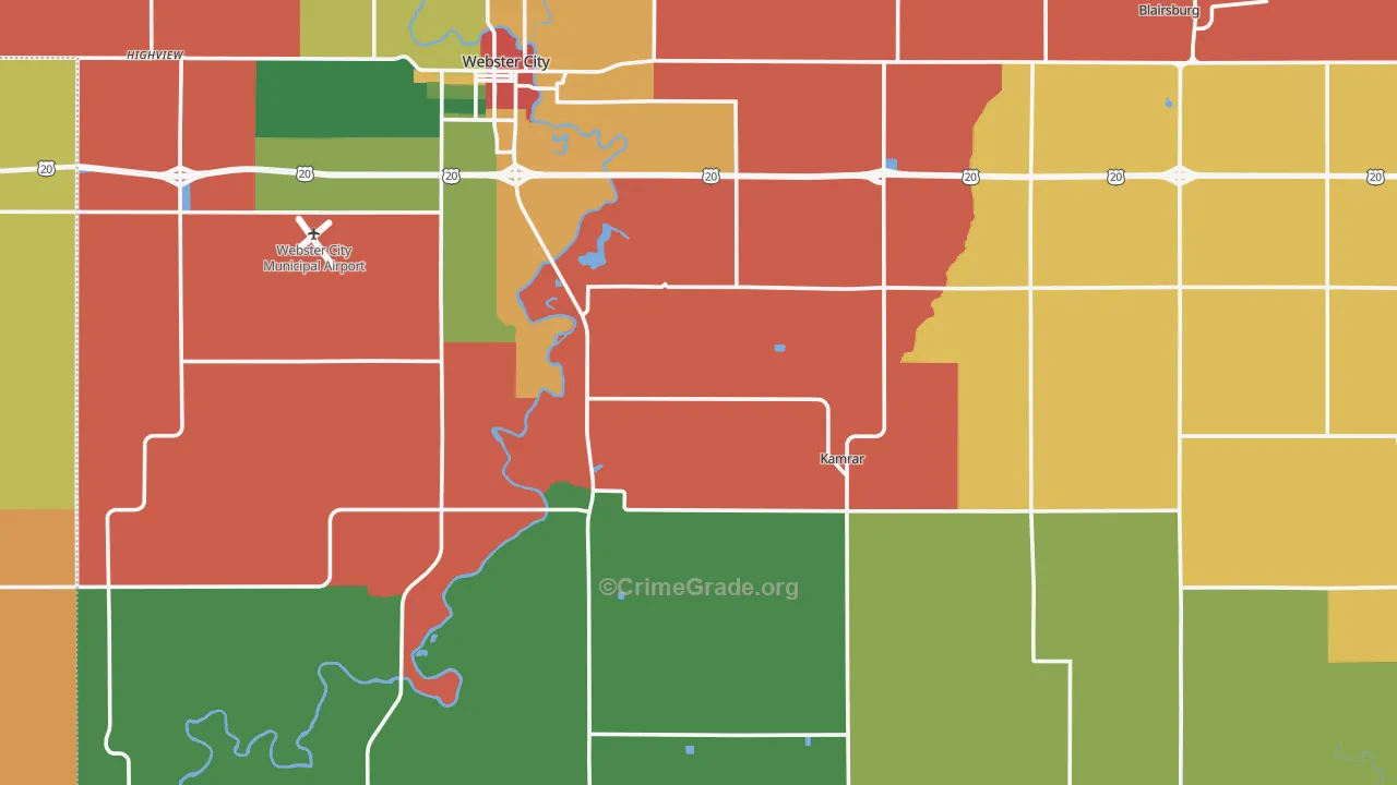 Hamilton County, IA Map of Assault Rates