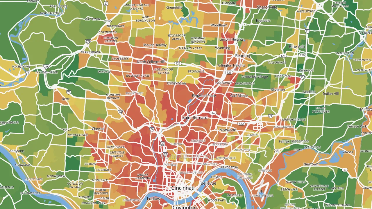 Hamilton County, OH Map of Assault Rates