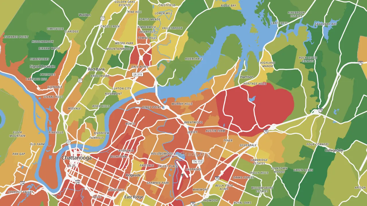 Hamilton County, TN Map of Assault Rates