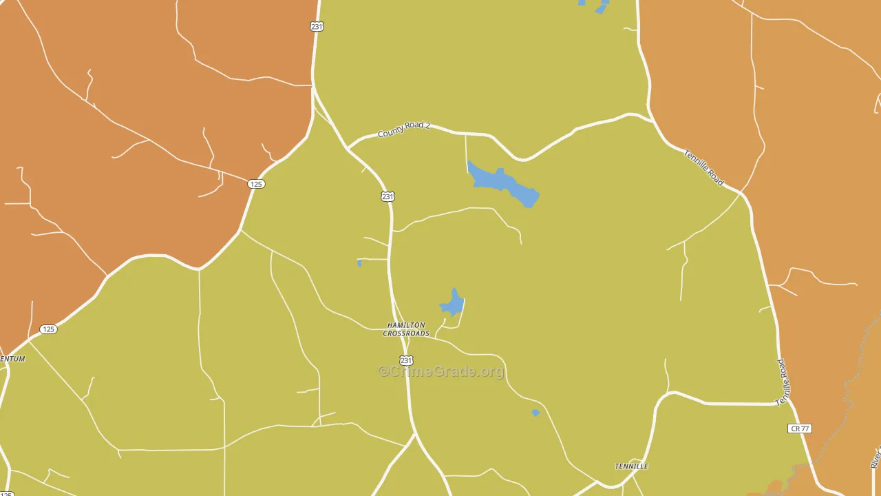 Hamilton Crossroads, AL Map of Assault Rates