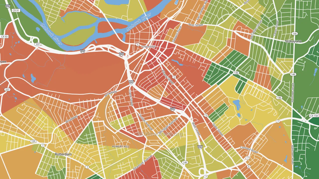 Hamilton Hills, Schenectady, NY Map of Assault Rates