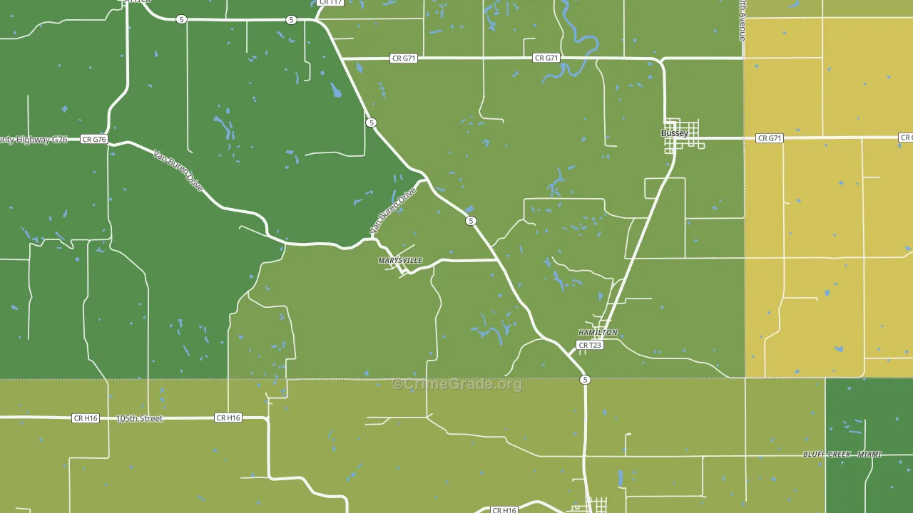Hamilton, IA Map of Assault Rates