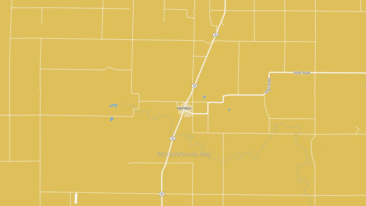 Hamilton, KS Map of Assault Rates