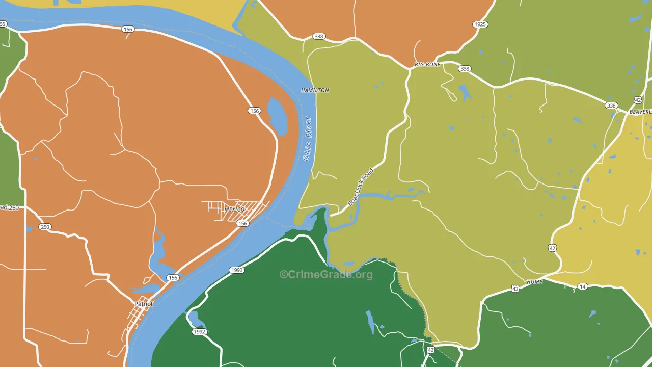 Hamilton, KY Map of Assault Rates
