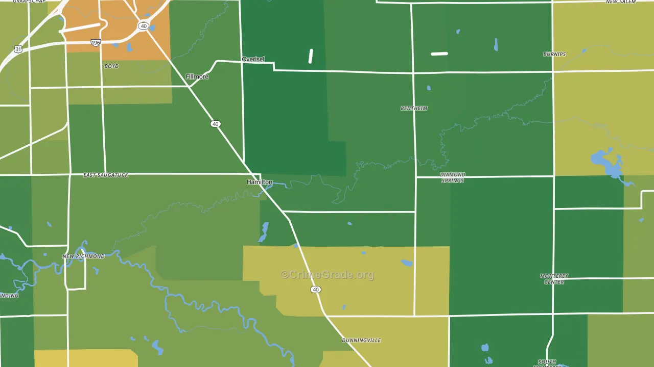 Hamilton, MI Map of Assault Rates