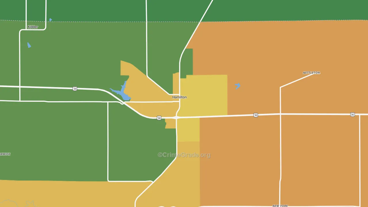 Hamilton, MO Map of Assault Rates