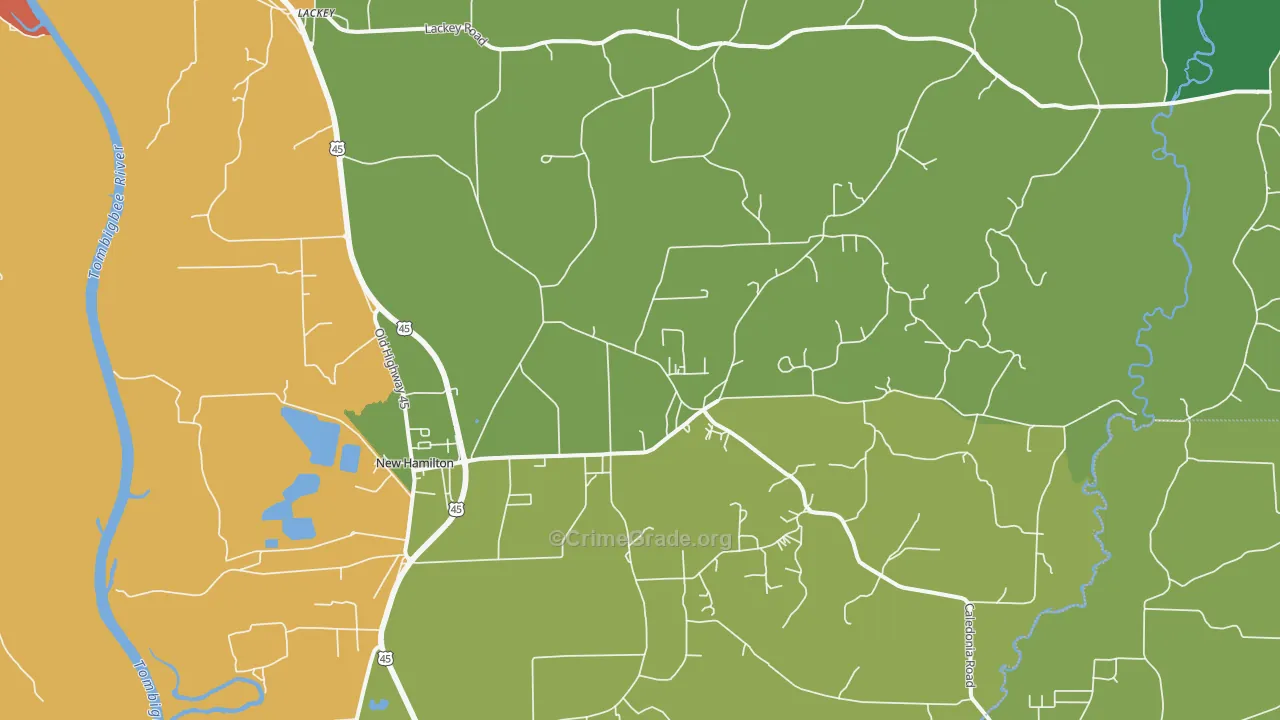 Hamilton, MS Map of Assault Rates