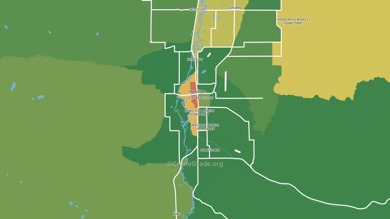 Hamilton, MT Map of Assault Rates