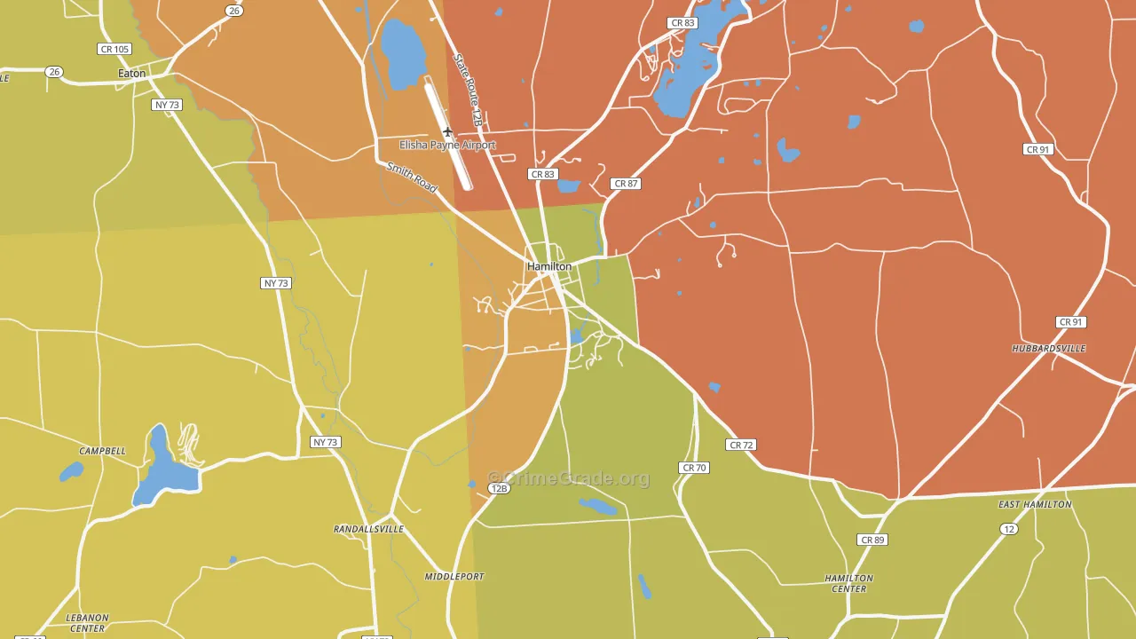 Hamilton, NY Map of Assault Rates