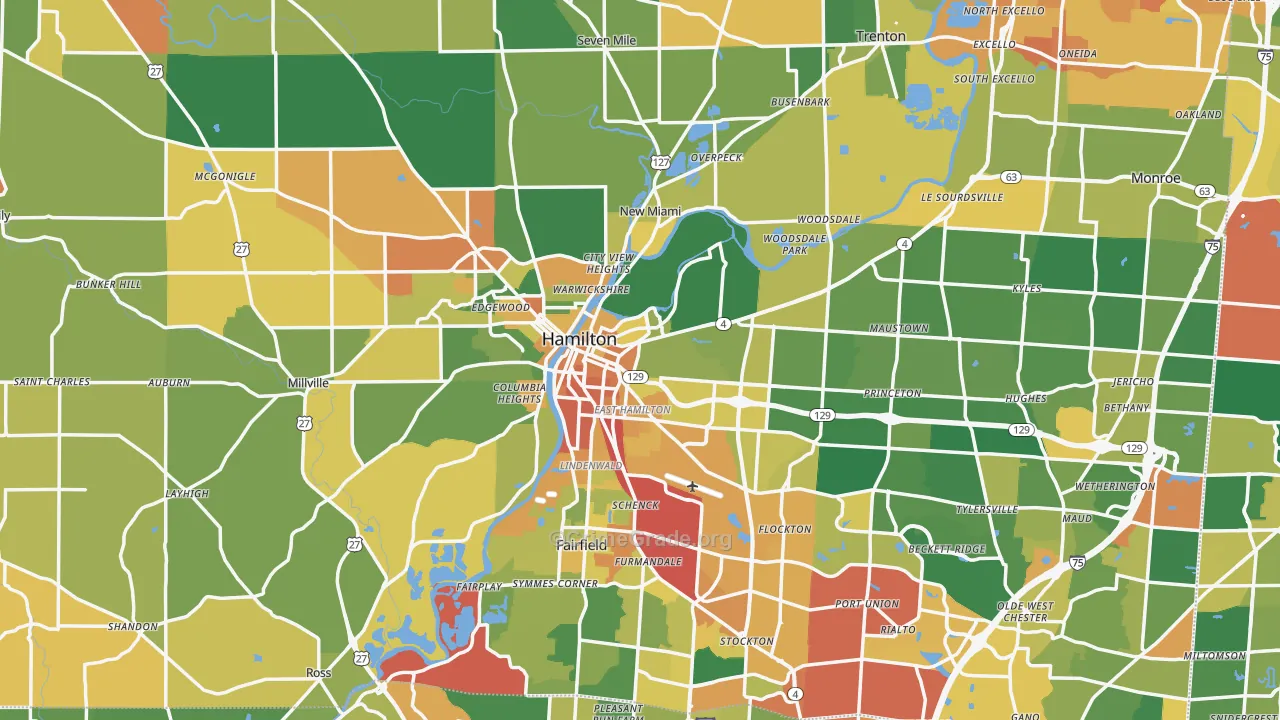 Hamilton, OH Map of Assault Rates
