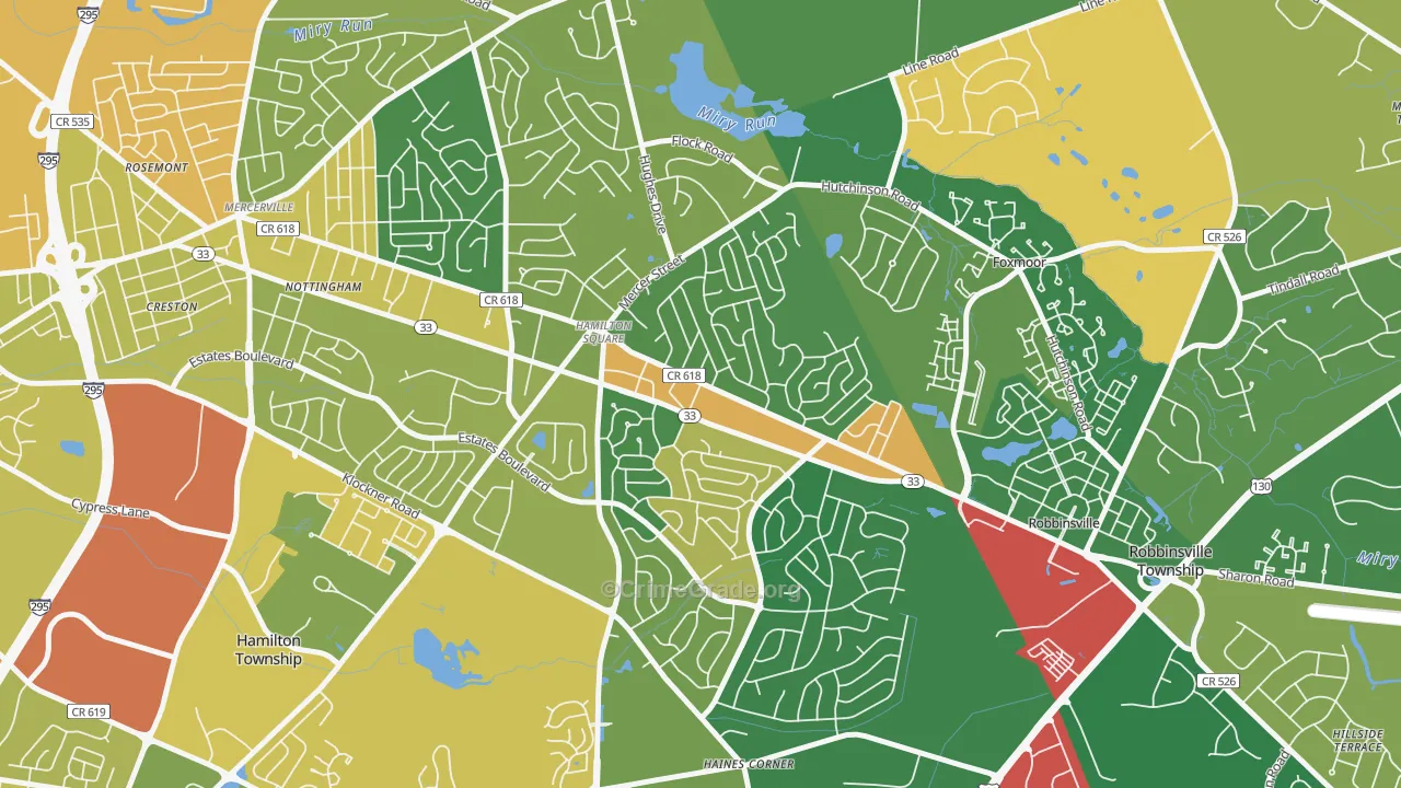 Hamilton Square, NJ Map of Assault Rates