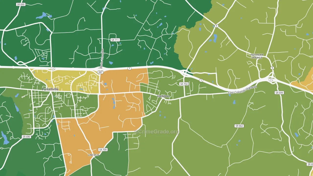 Hamilton, VA Map of Assault Rates