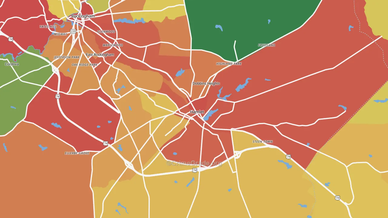 Hamlet, NC Map of Assault Rates