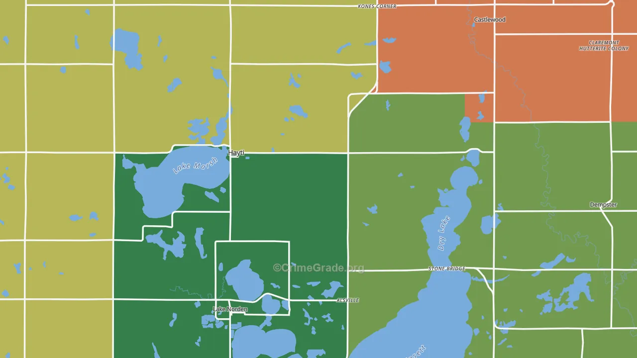 Hamlin County, SD Map of Assault Rates