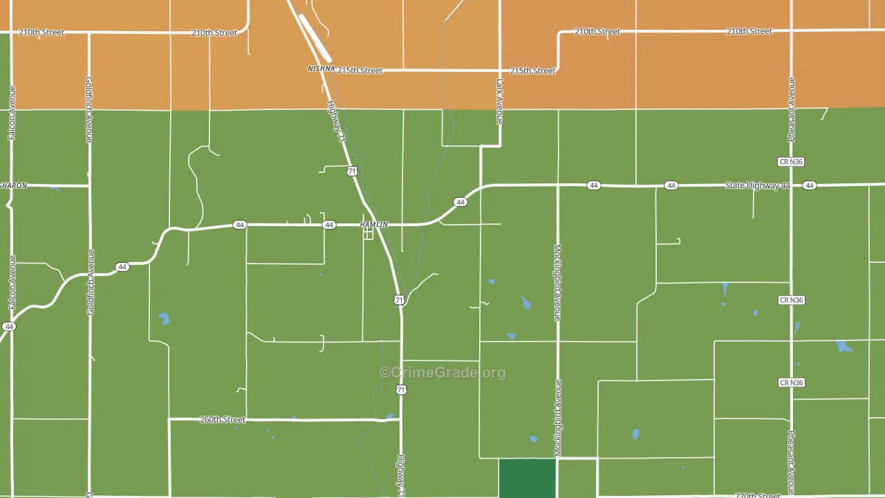 Hamlin, IA Map of Assault Rates