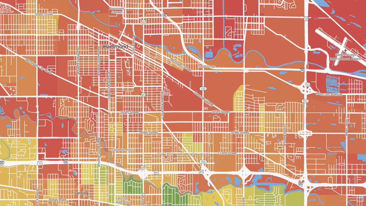 Hammond, IN Map of Assault Rates