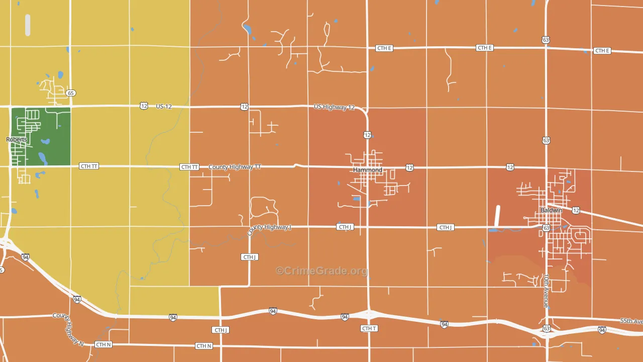 Hammond, WI Map of Assault Rates