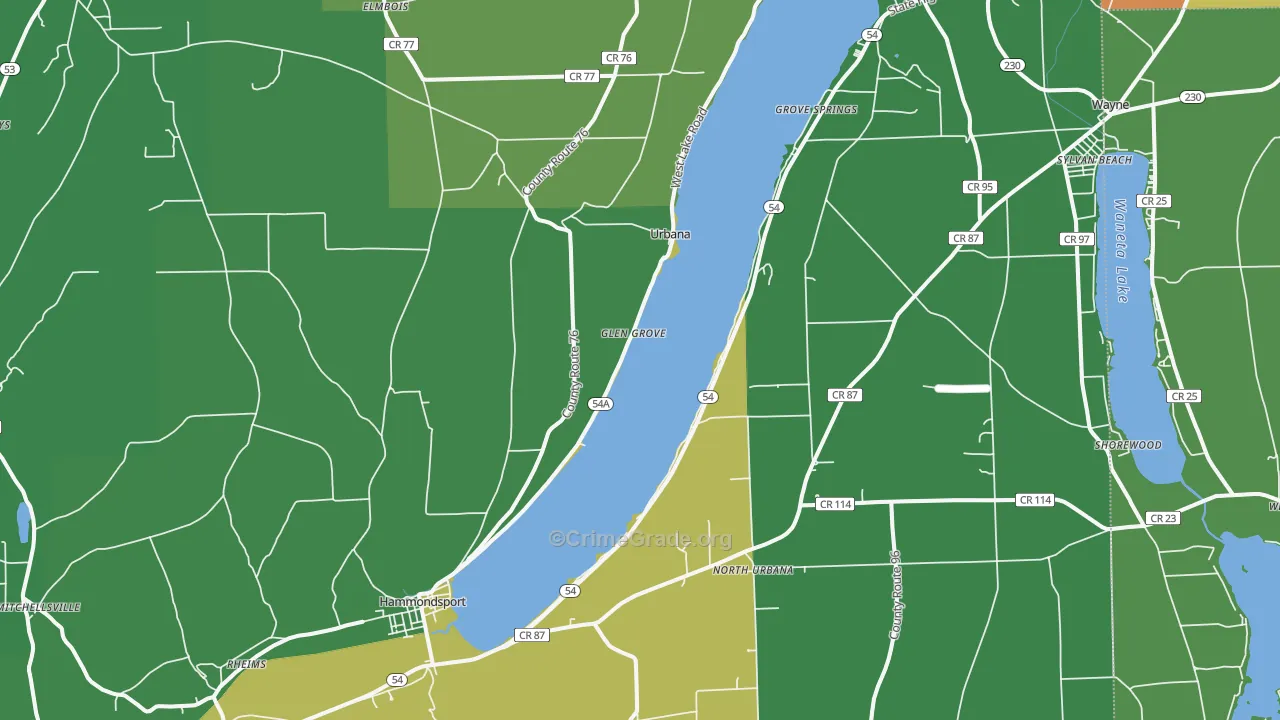 Hammondsport, NY Map of Assault Rates