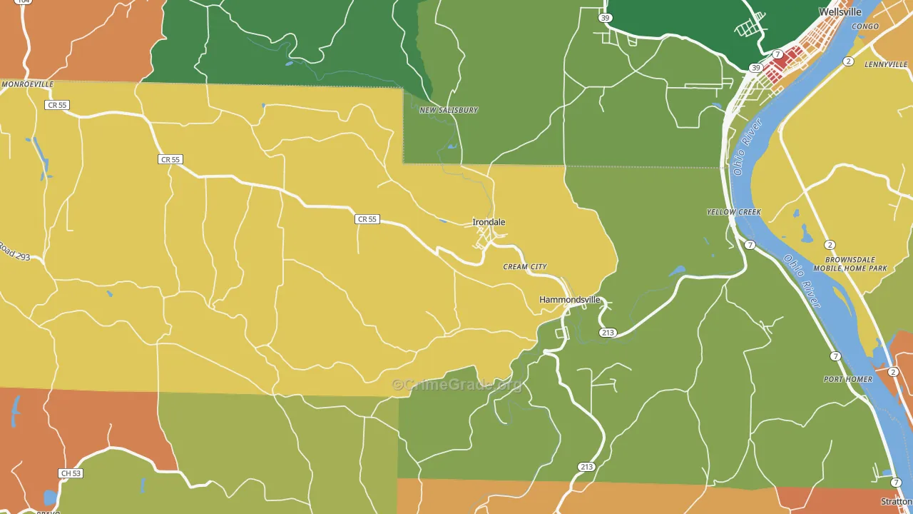 Hammondsville, OH Map of Assault Rates