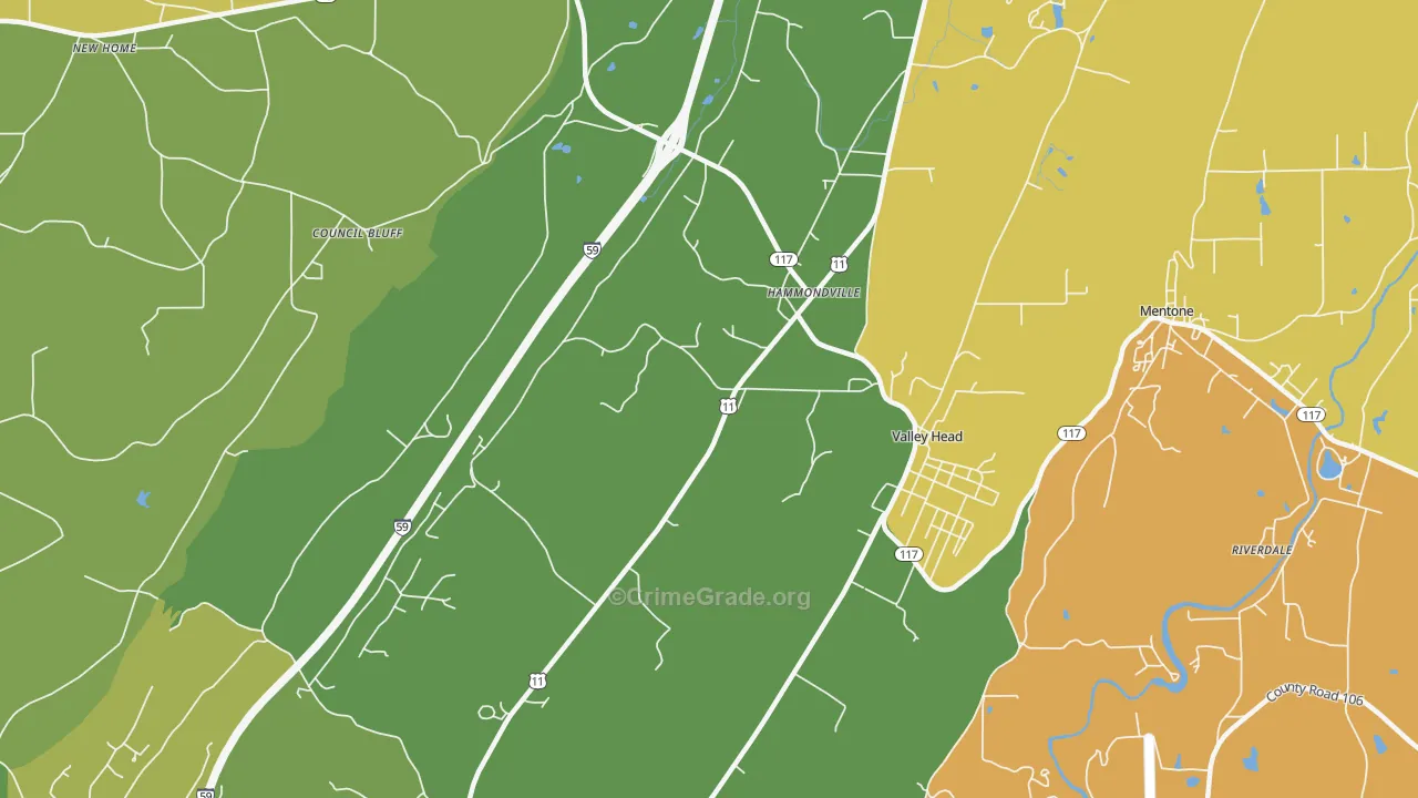 Hammondville, AL Map of Assault Rates