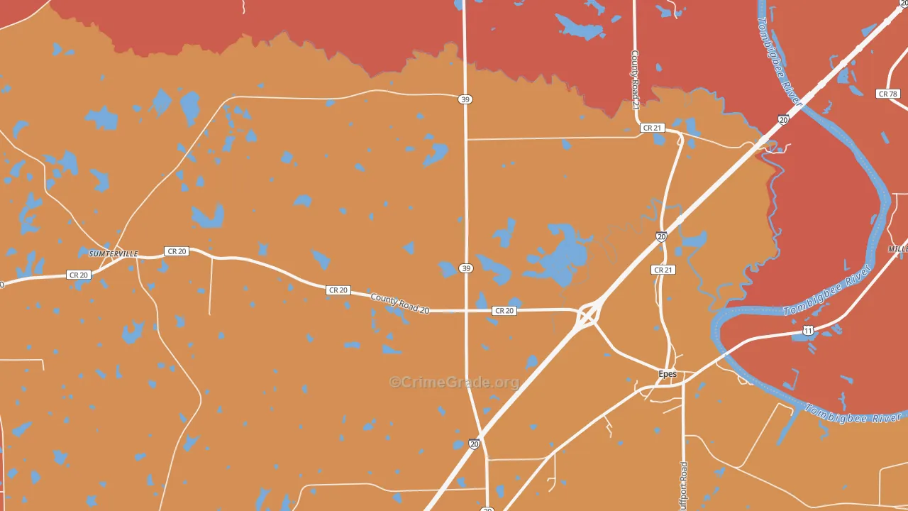Hamner, AL Map of Assault Rates