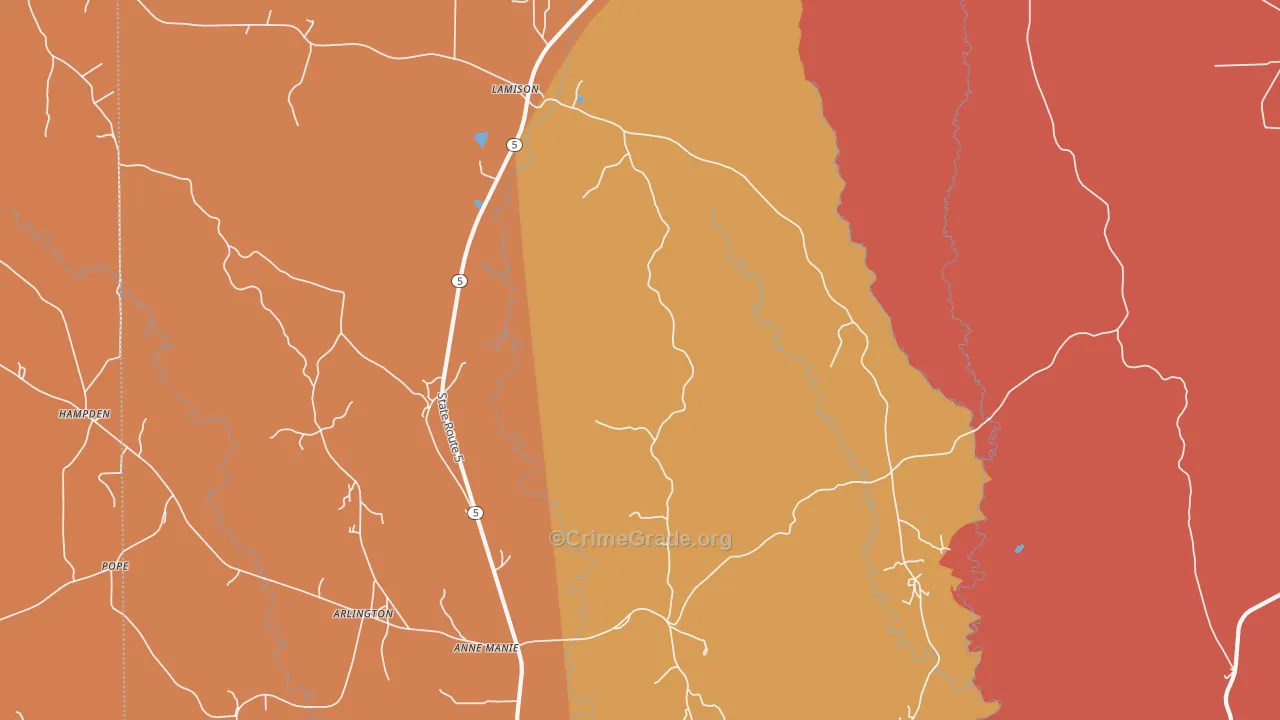 Hampden, AL Map of Assault Rates