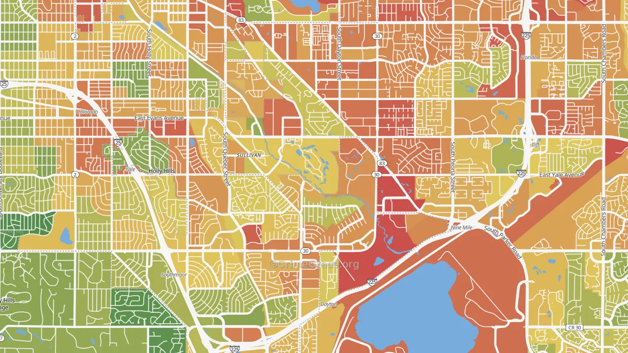 Hampden, Denver, CO Map of Assault Rates