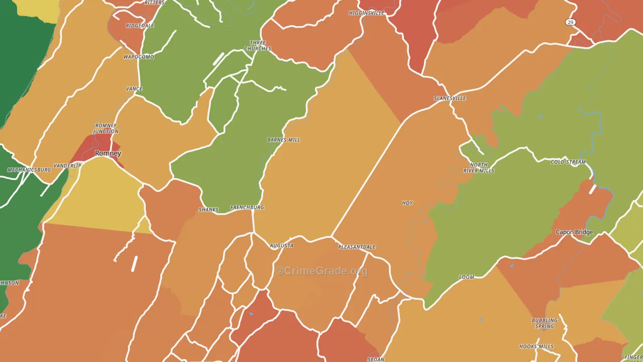 Hampshire County, WV Map of Assault Rates