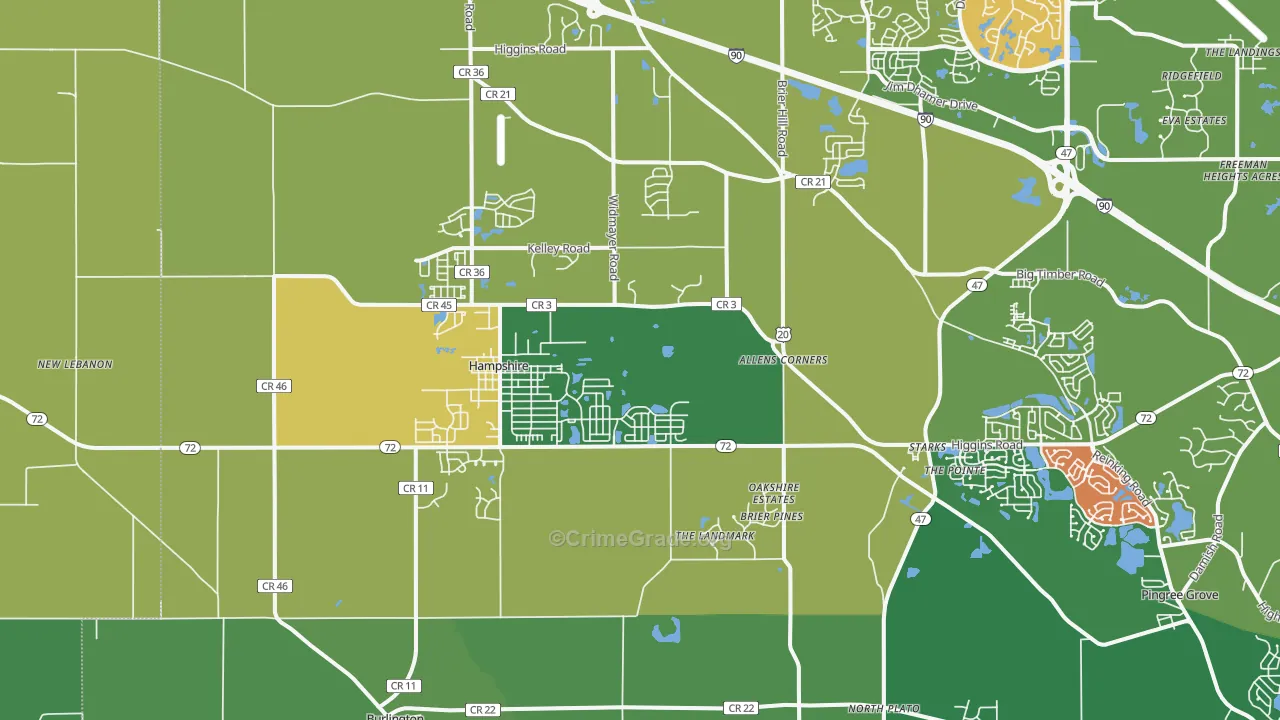 Hampshire, IL Map of Assault Rates