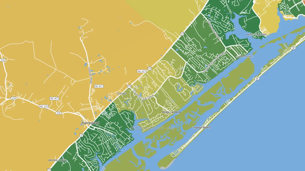 Hampstead, NC Map of Assault Rates