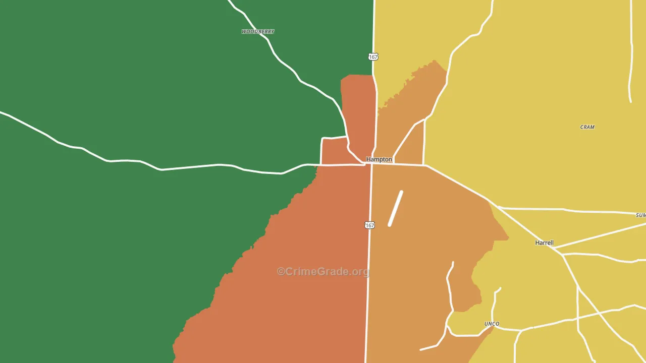 Hampton, AR Map of Assault Rates