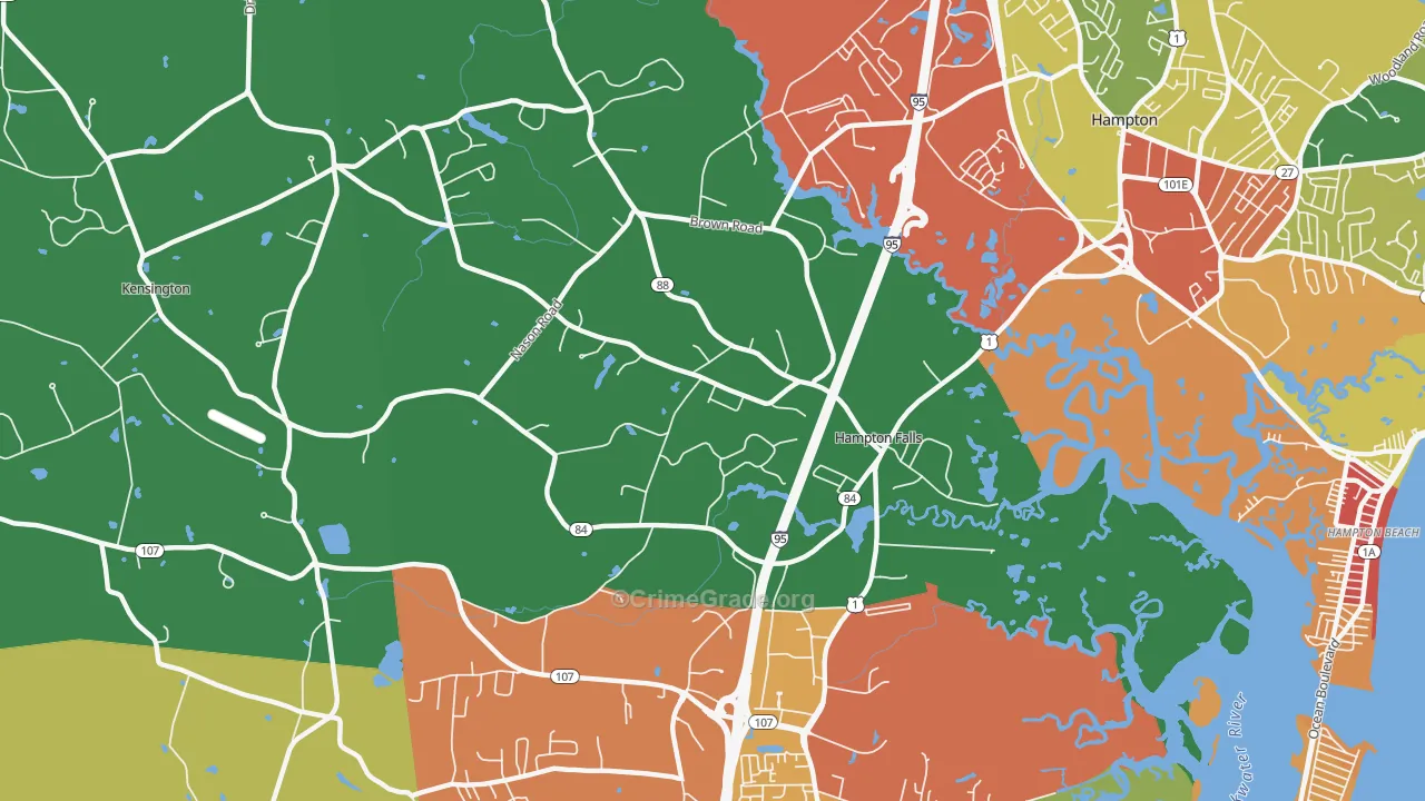 Hampton Falls, NH Map of Assault Rates