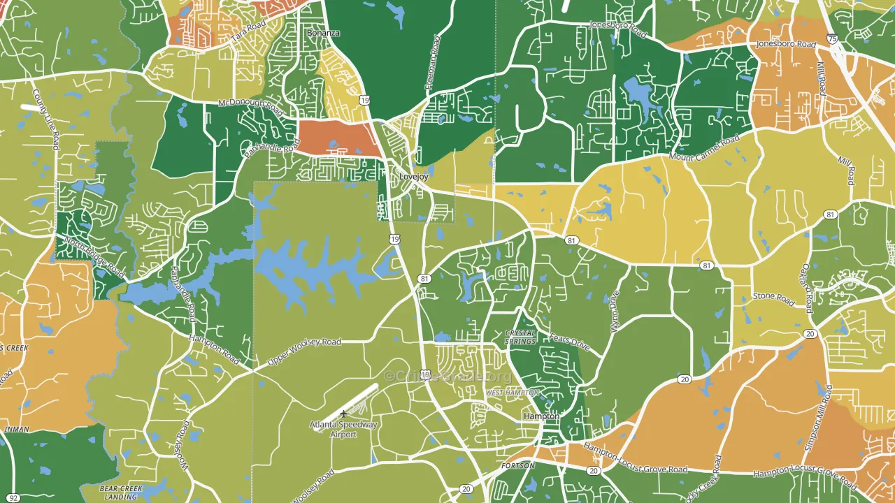 Hampton, GA Map of Assault Rates
