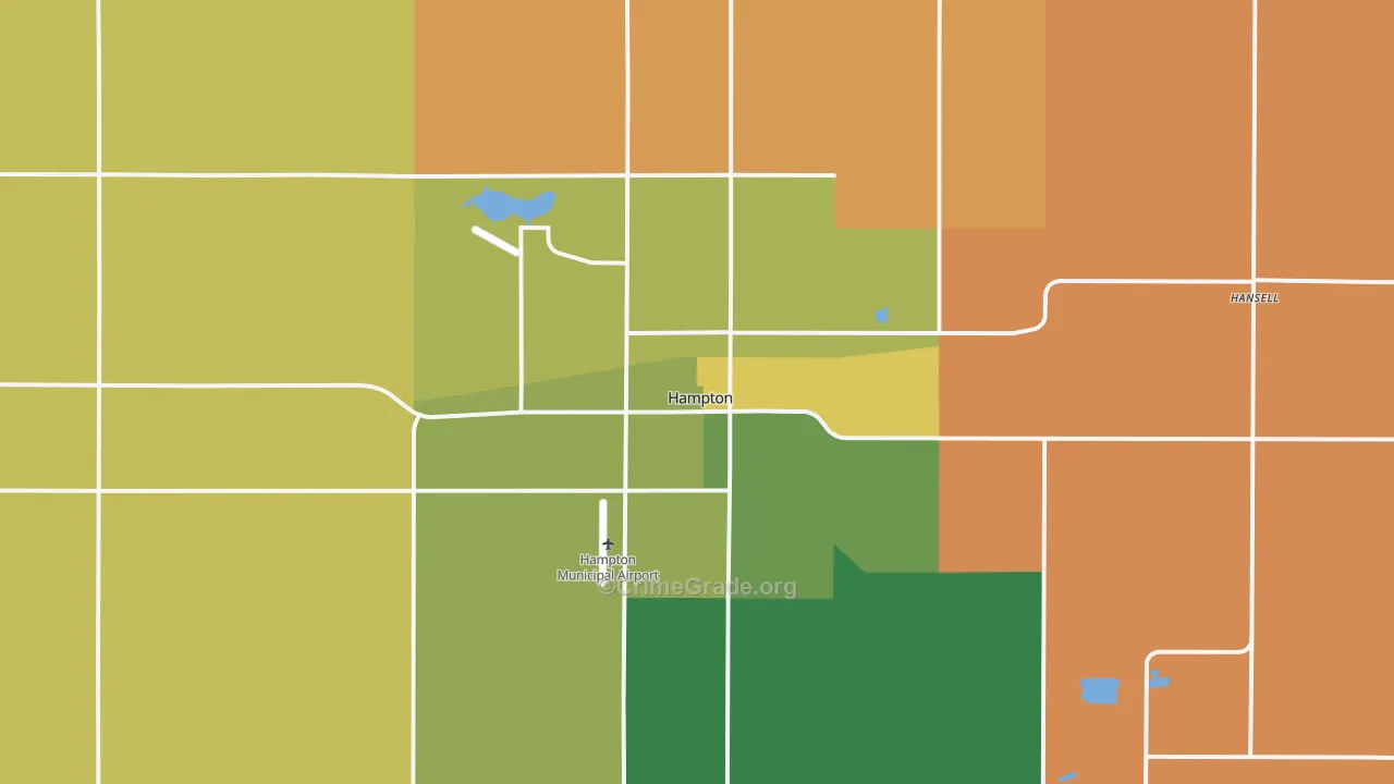 Hampton, IA Map of Assault Rates