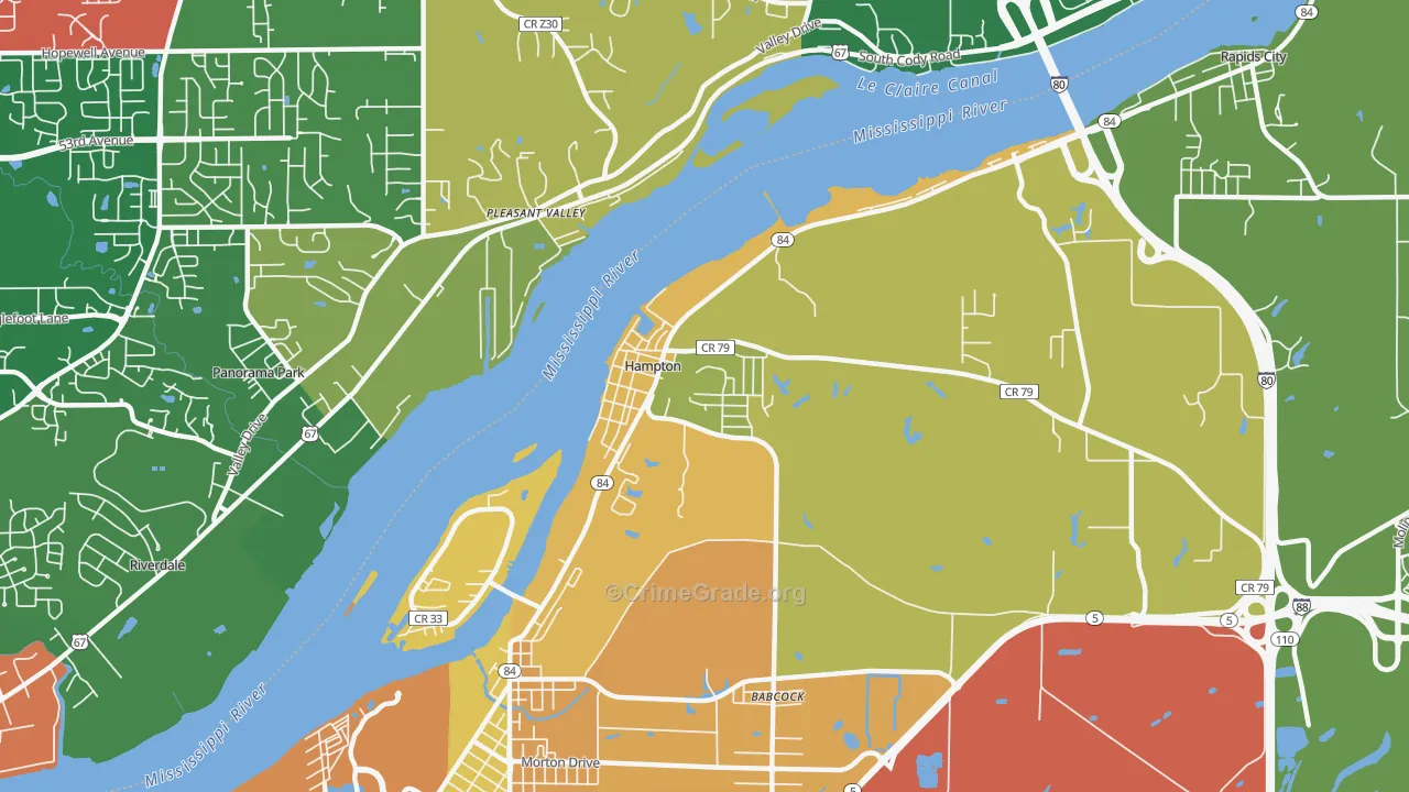 Hampton, IL Map of Assault Rates