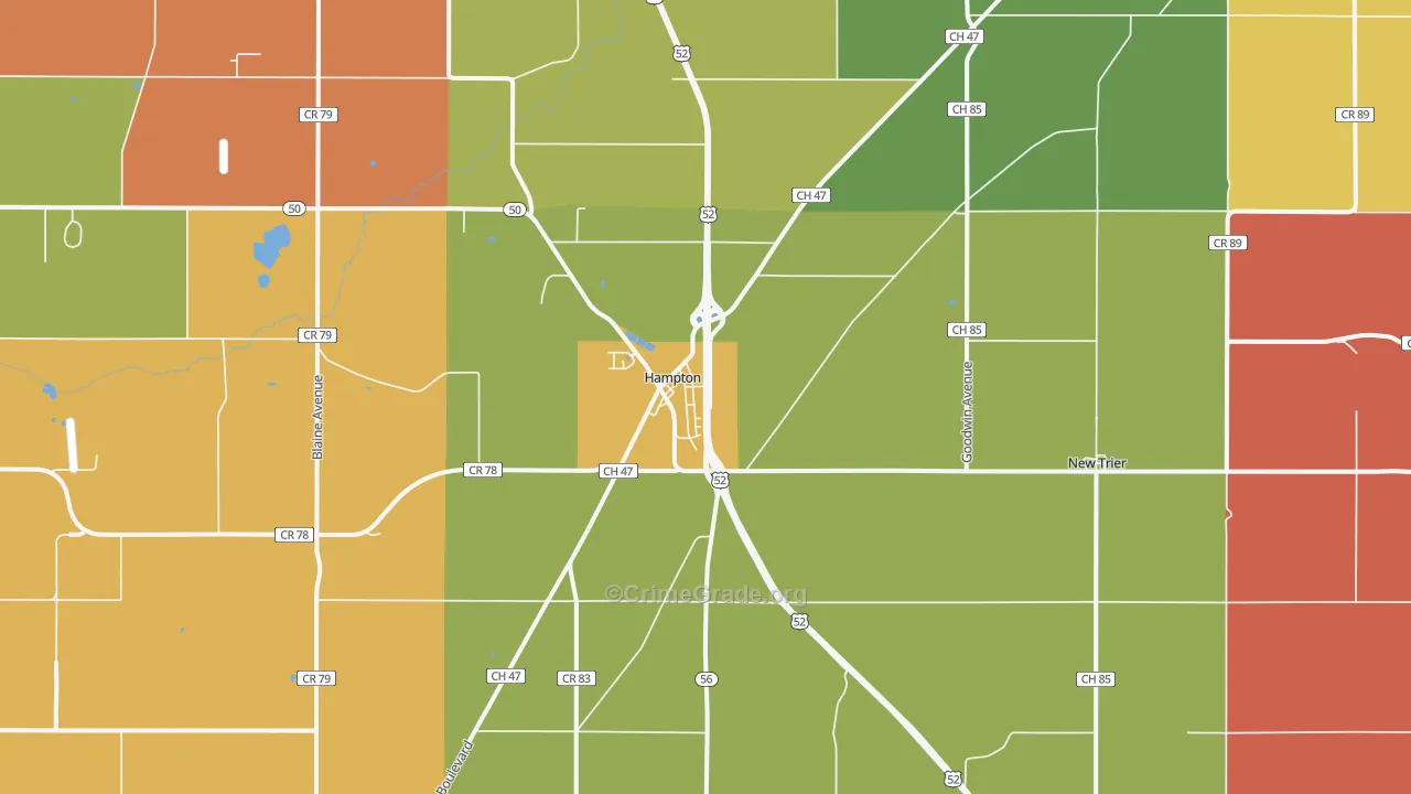 Hampton, MN Map of Assault Rates