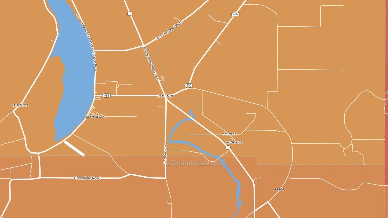 Hampton, MS Map of Assault Rates