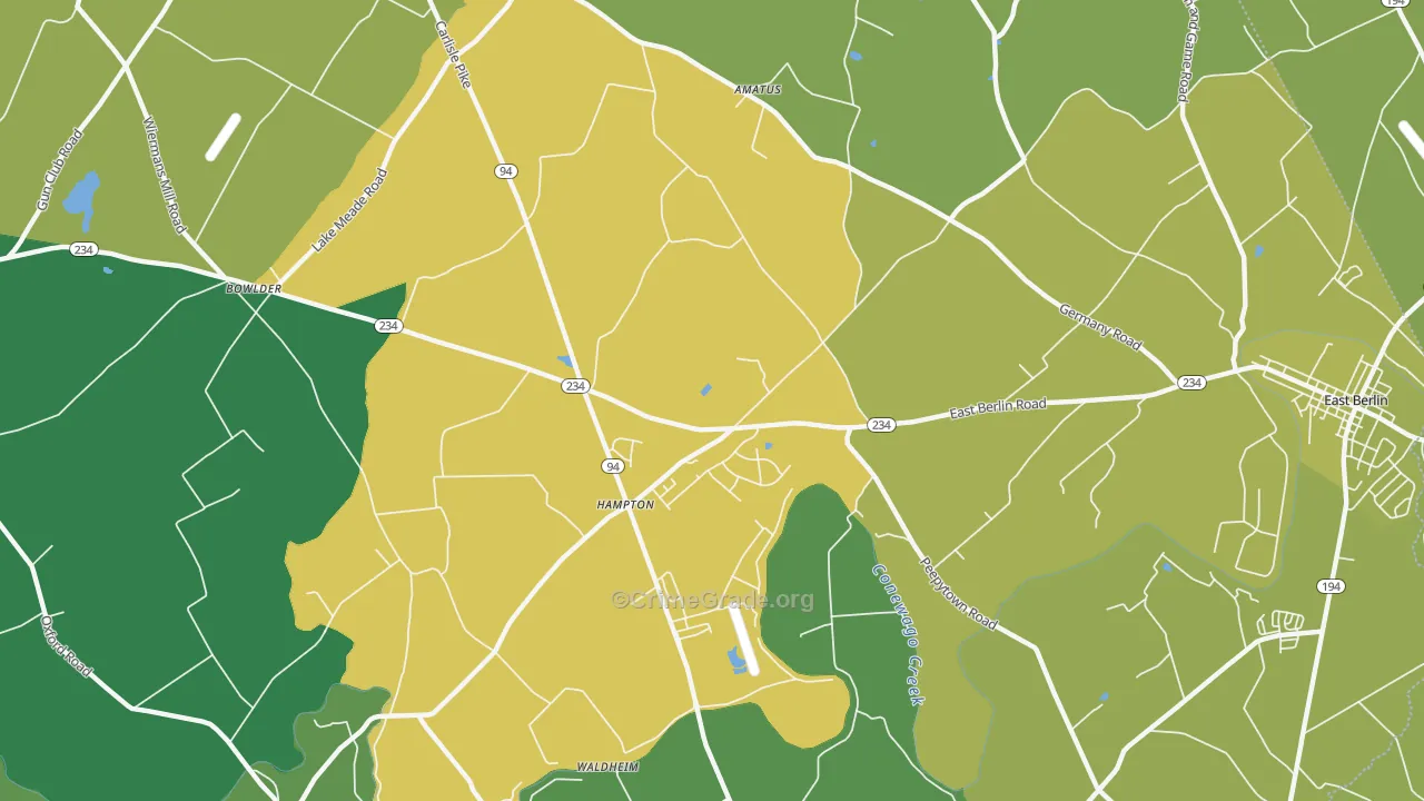 Hampton, PA Map of Assault Rates