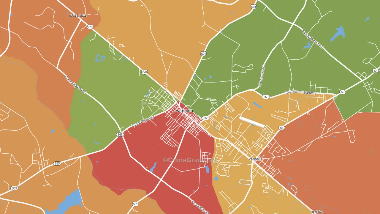 Hampton, SC Map of Assault Rates