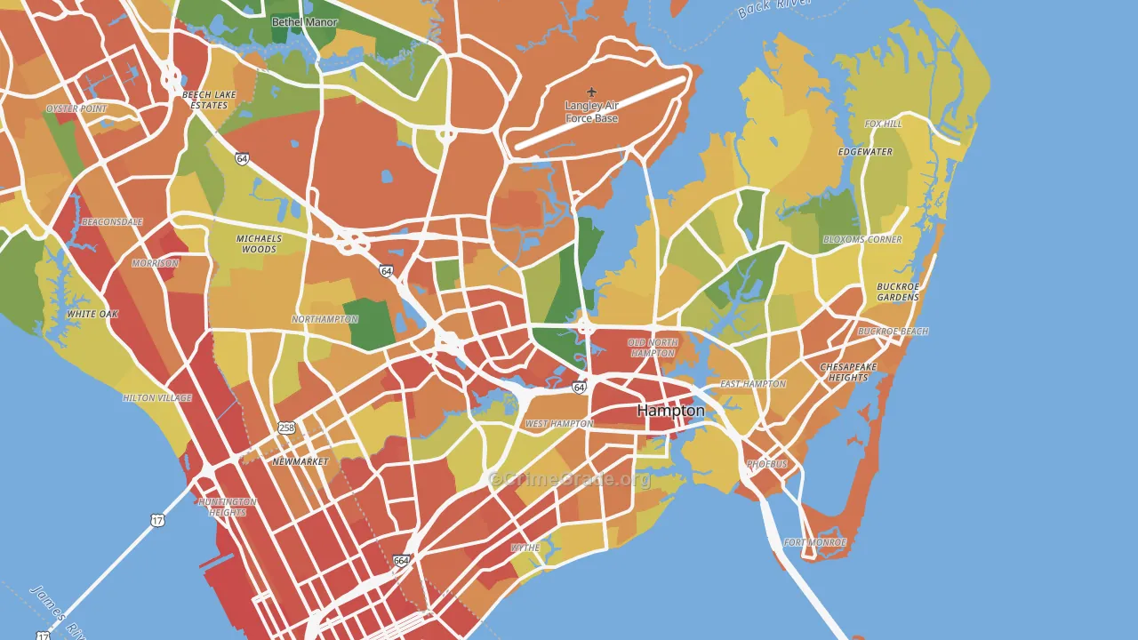 Hampton, VA Map of Assault Rates