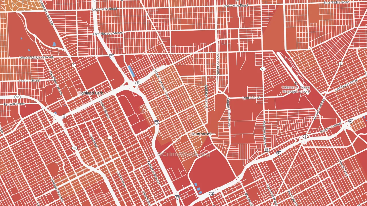 Hamtramck, MI Map of Assault Rates