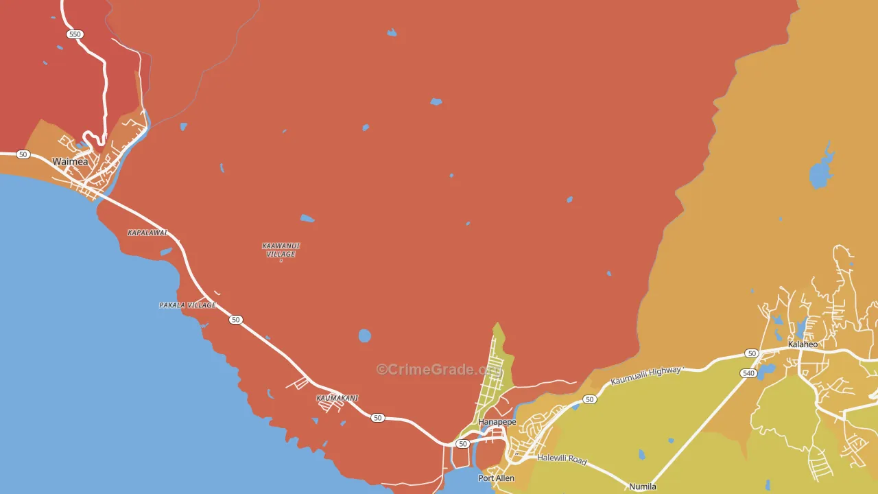 Hanapepe Heights, HI Map of Assault Rates