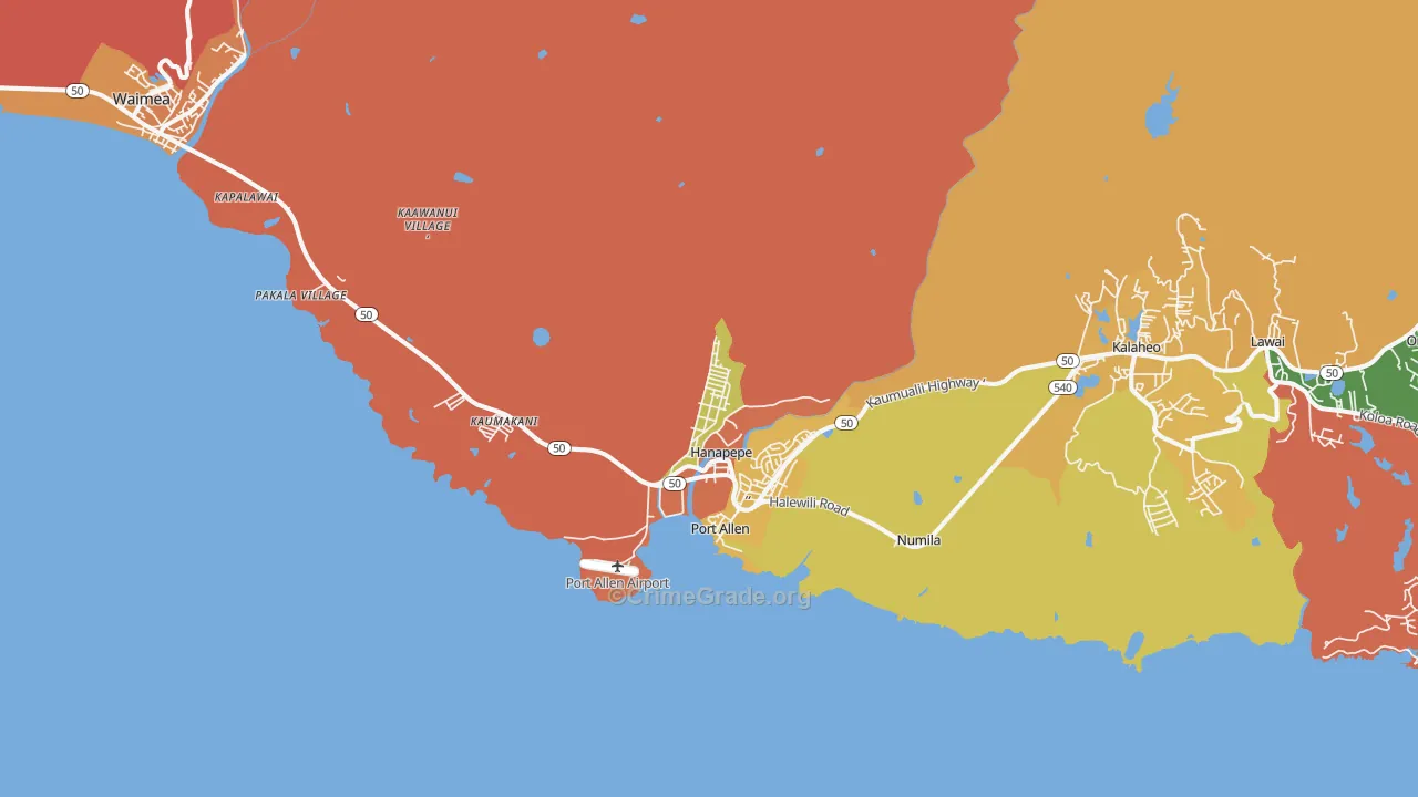 Hanapepe, HI Map of Assault Rates