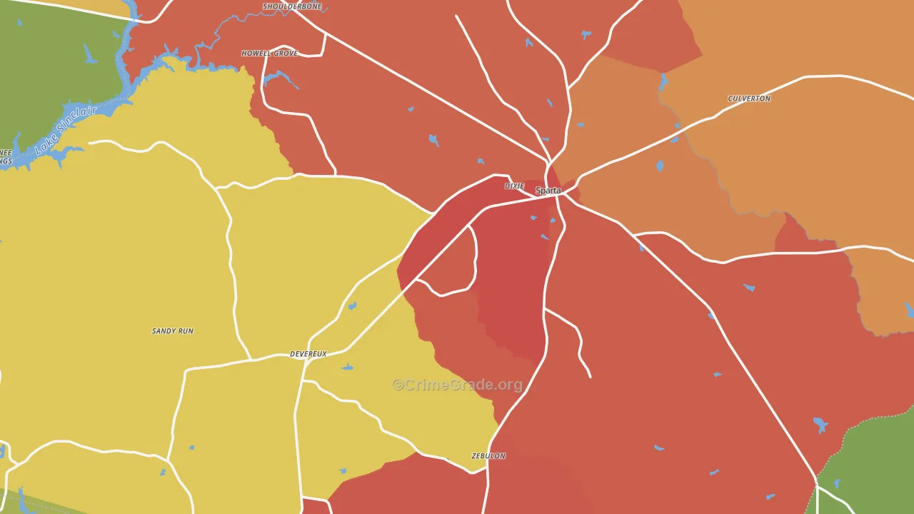 Hancock County, GA Map of Assault Rates