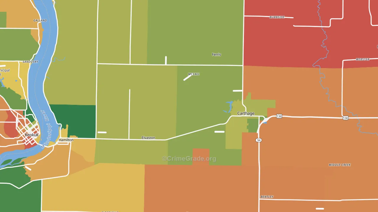 Hancock County, IL Map of Assault Rates