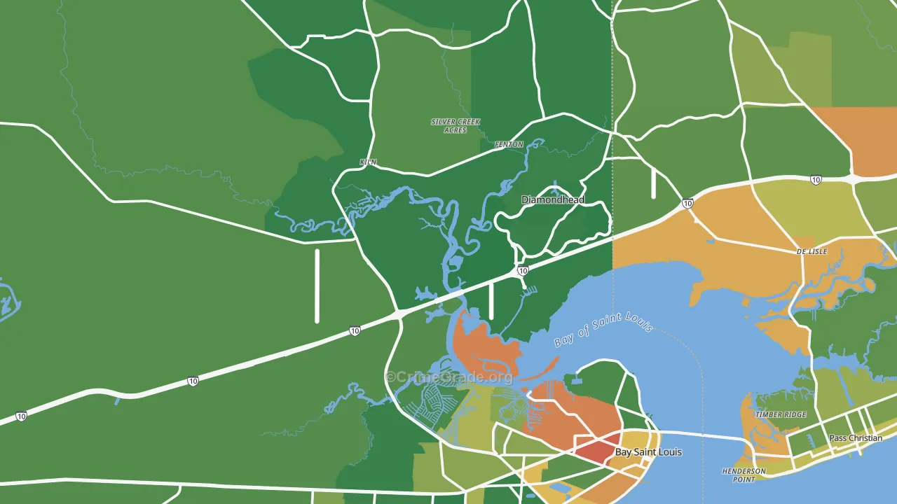 Hancock County, MS Map of Assault Rates