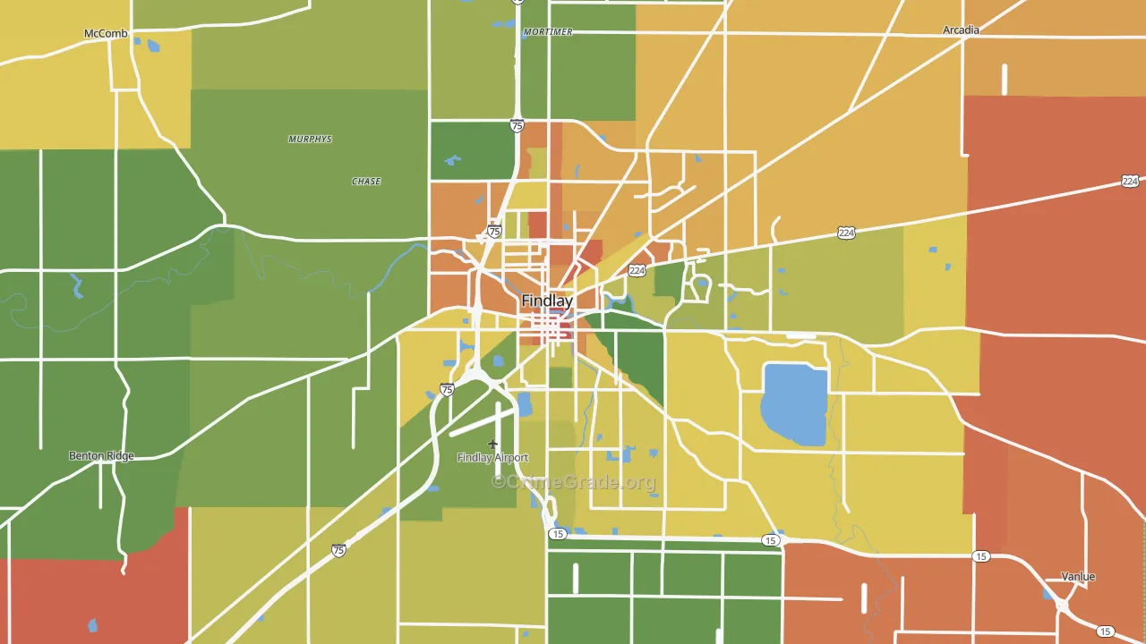 Hancock County, OH Map of Assault Rates