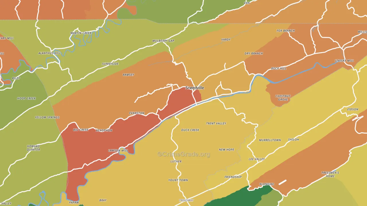 Hancock County, TN Map of Assault Rates