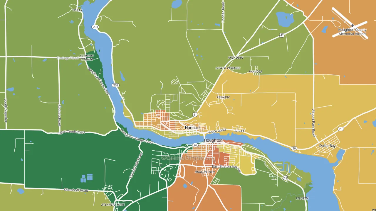 Hancock, MI Map of Assault Rates
