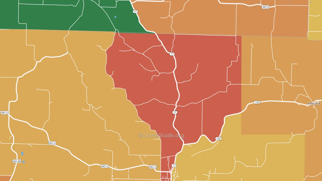 Hancock, MO Map of Assault Rates